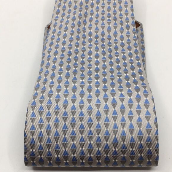 Lancel Paris 100% Silk Geometric Blue and Gray Tie Made in Italy - Picture 13 of 14
